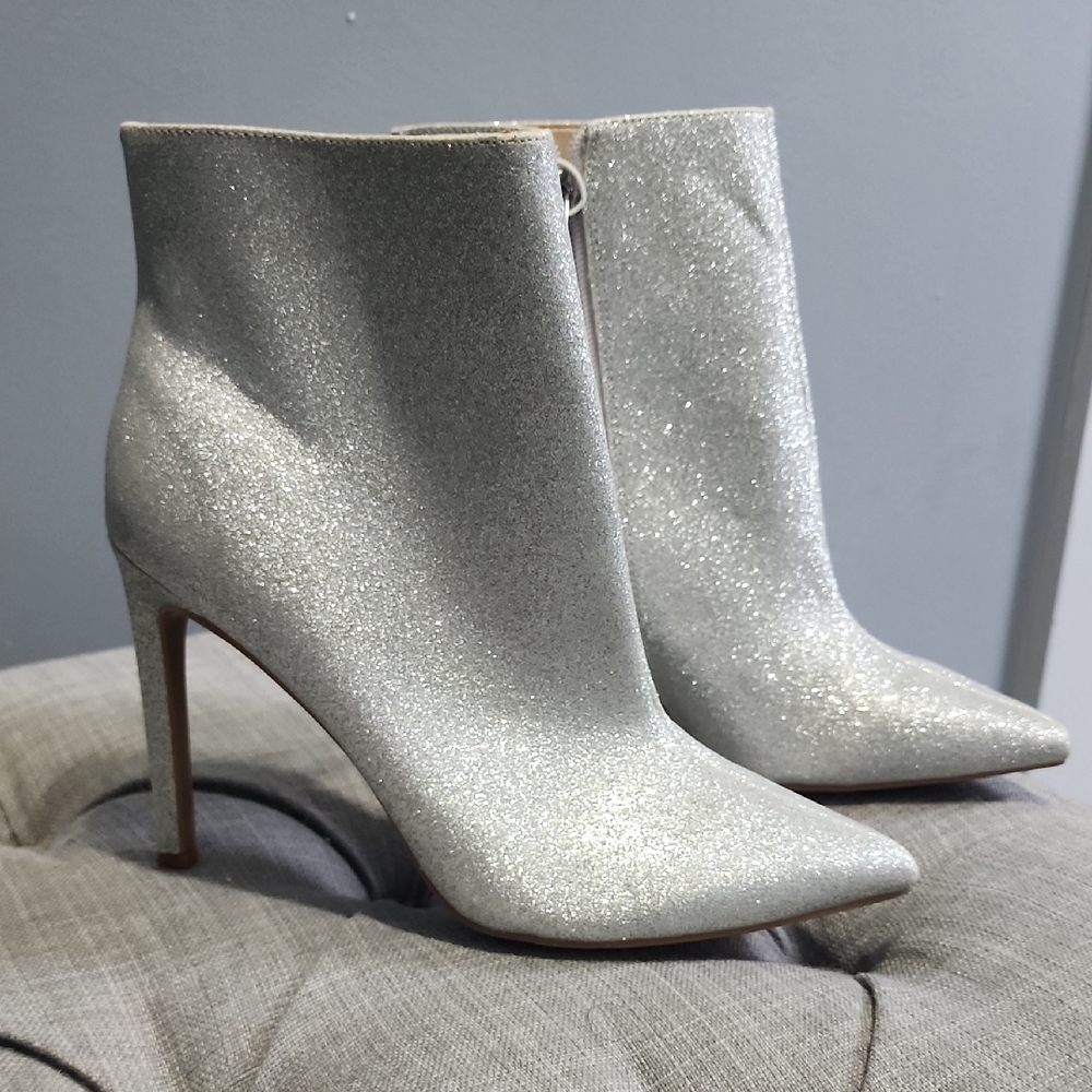 Nine West Silver Heeled Boots with Stiletto Heel